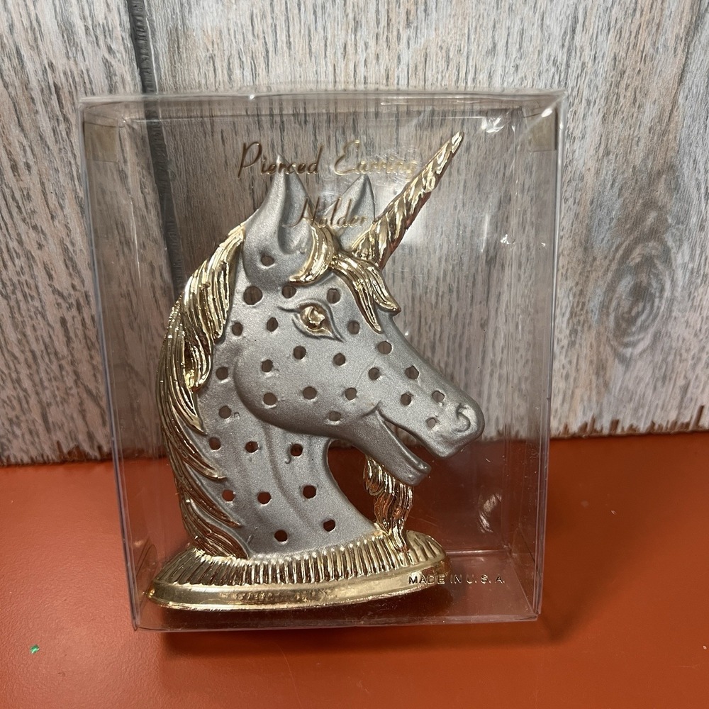 Vintage Gold Tone Torino Unicorn Earring Tree, Holder, Matte/Polished NOS